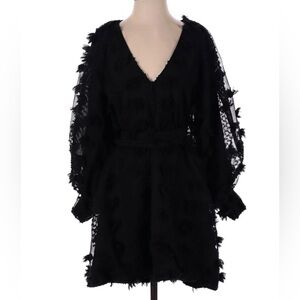 Massimo Dutti Casual black texture midi dress